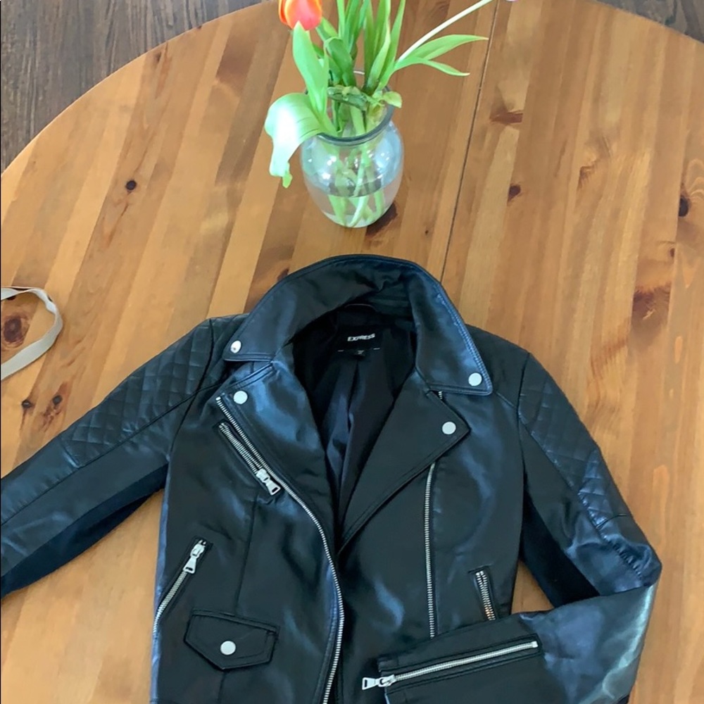 Vegan Leather Quilted Moto Jacket